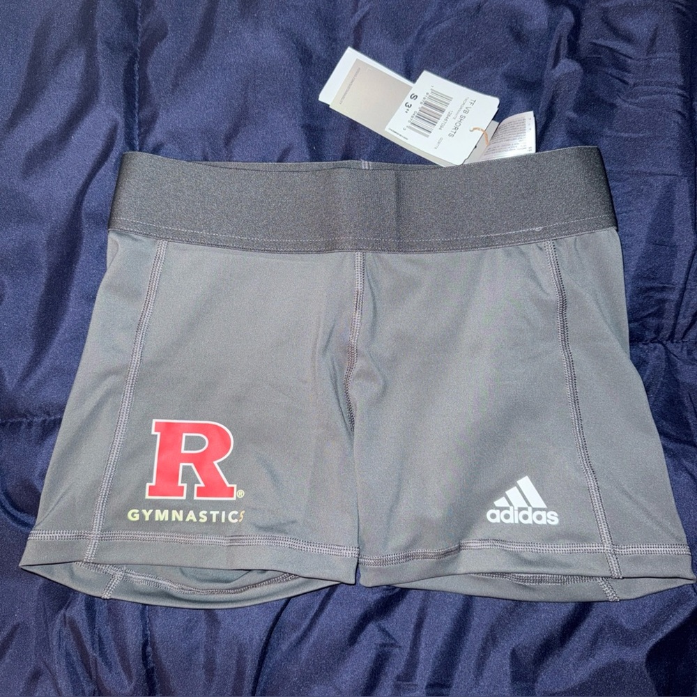 NWT Adidas Women's Gray Rutgers gymnastics spandex shorts